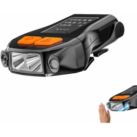 Lampe Frontale Rechargeable  ,Clip Cap lumière Capteur Intelligent COB, LED phare rotatif avec 3 Modes D'éclairage, Phare à Capteur Etanche pour Course, Camping, Cyclisme,Pêche, Réparation [Cla