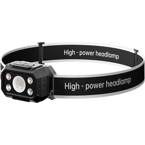 Lampe frontale rechargeable, lampe frontale LED super puissante avec 2 modes d'éclairage et lumière rouge, avec capteur de mouvement pour la course à pied, la pêche, le cyclisme, le camping [Classe én