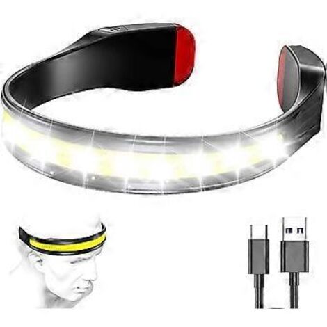 Lampe frontale rechargeable - Lampe frontale LED ultra-puissante, légère et étanche, 230 W, 3 modes, 500 lumens, étanche IPX6, avec feu arrière rouge, convient aux enfants