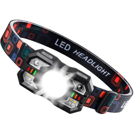 Lampe Frontale Rechargeable, Lampe Frontale LED Ultra Puissante, Torche Frontale Ultra Puissante, Capteur De Mouvement, Camping, Cyclisme