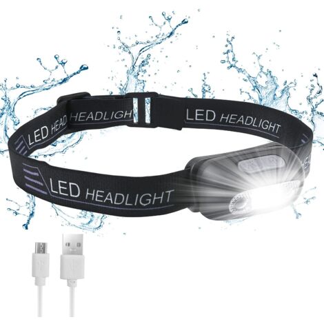 Lampe Frontale Rechargeable, Lampe Torche Frontale Puissante 200 LM 3 Modes Mode Capteur Sensible, Ultra-Léger & Réglable Lampes Frontales Enfants pour Pêche, Camping, Randonnée, Cyclisme