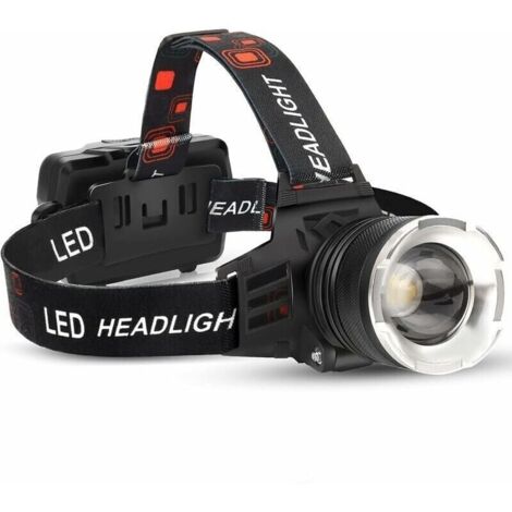 Lampe Frontale Rechargeable LED, 90000 Lumens Super Lumineux avec 5 Modes et Niveau IPX6 Lampe Frontale Rechargeable USB Étanche, Réglable à 90°, Convient pour le Camping en Plein Air, la Co