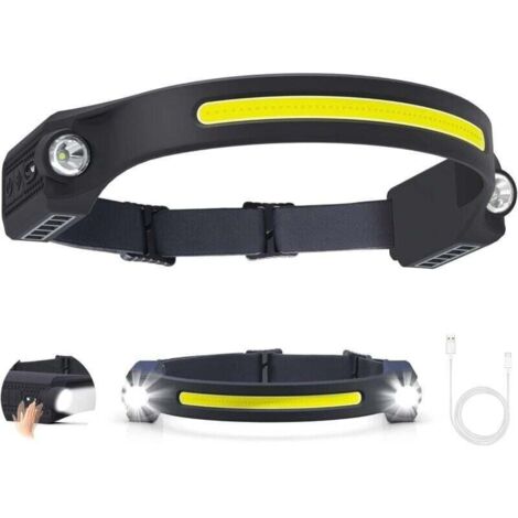 Lampe Frontale Rechargeable LED Lampe Torche Frontale avec 6 Modes Détecteur de Mouvement 260 Degrés Étanche IPX4 USB C pour Pêche, Camping, Randonnée
