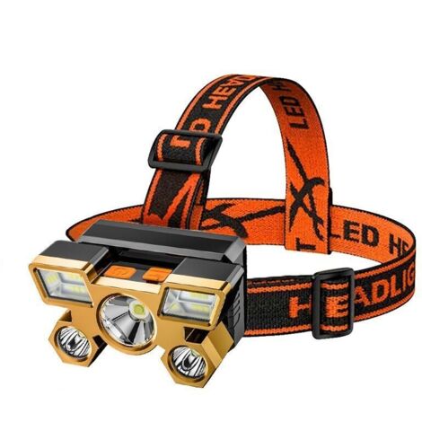 Lampe Frontale Rechargeable LED，5 Modes Super Brillante Lumineux Lampe Frontale Mains Libres Lampe de Poche pour Camping Pêche Cyclisme Randonnée Étanche-Couleur de l'image principale
