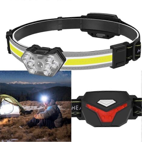 Lampe frontale rechargeable pour le camping et le vélo en extérieur. Lampe frontale LED ultra-lumineuse, orientable à 45°.