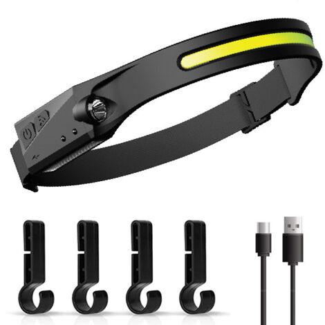 Lampe frontale rechargeable pour une utilisation en extérieur, éclairage LED haute puissance USB-C, 5 modes d'éclairage, résistante à l'eau,