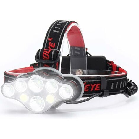 Lampe frontale Rechargeable Puissante, 18000 Lumen 8 Modes Lampe Frontale LED Lampe Frontale Puissante Lampe de Mains-libres pour le Camping, Lampe Frontale Running IPX5 Enfant Lecture