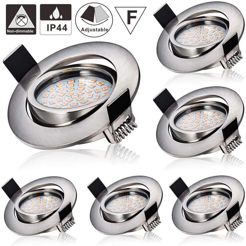 Lot de 6 spots encastrables LED ultra plats 230 V 5 W, plafonnier encastré, spot LED 3000 K, spot de plafond,cuisine, chambre à coucher, diamètre