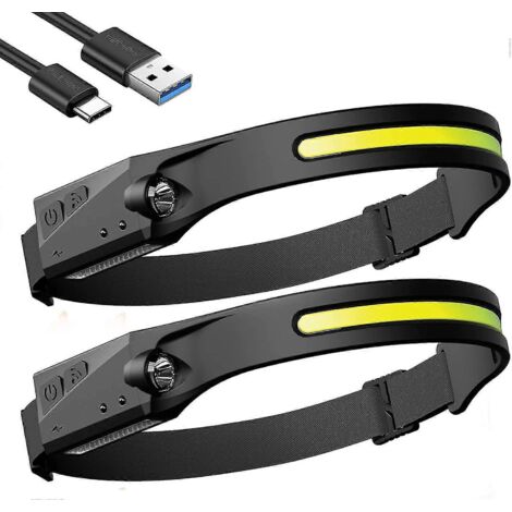 Lampe frontale rechargeable puissante, lampe frontale LED étanche IPX4