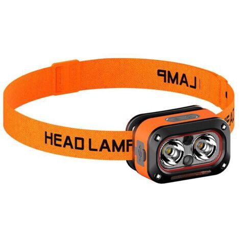 Lampe Frontale Rechargeable USB 2 Pcs, 1200LM Super Lumineux Lampe Frontale Led Ultra Puissante avec 5 Modes et Commutateur de capteur, Angle Réglable à 45°, IPX4 Étanche pour Cyclisme [Classe énergét