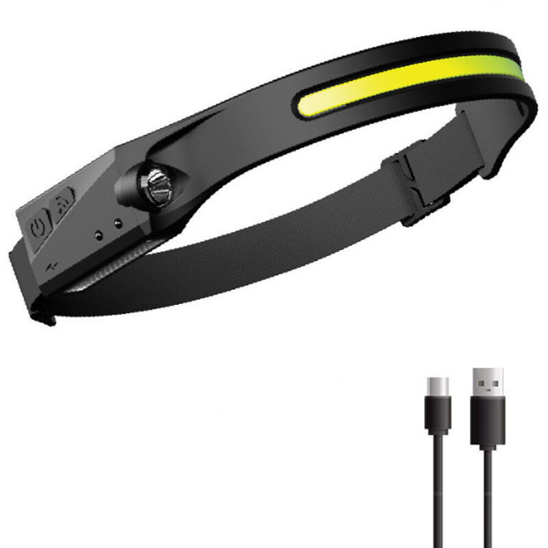 Lampe Frontale Rechargeable USB, Lampe Frontale LED Ultra Puissante avec 3 Mode d’Éclairage Détecteur de Mouvement Lampe Torche Frontale Léger