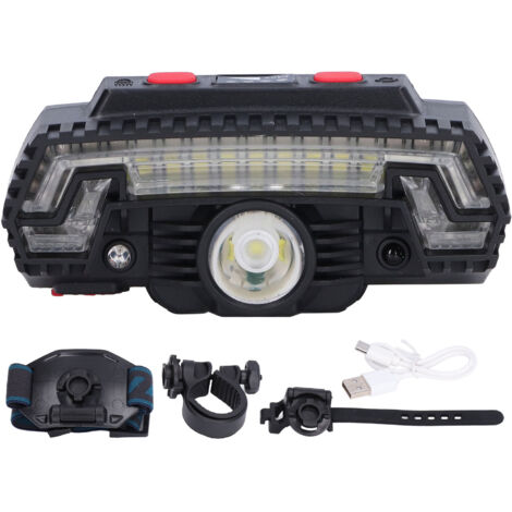 Lampe frontale rechargeable USB, puissante LED, étanche IPX4, idéale randonnée et camping