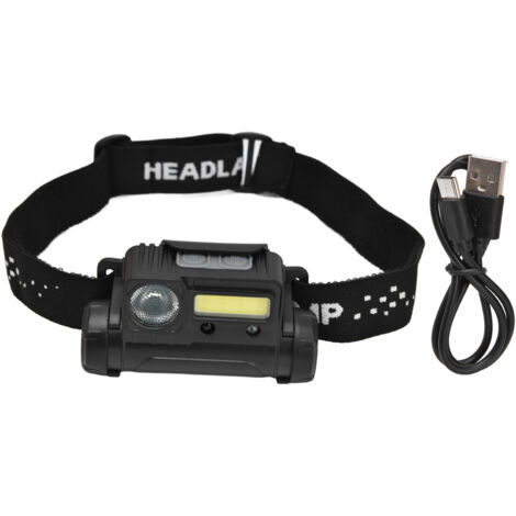 Lampe frontale rechargeable USB puissante, parfaite pour randonnée, camping et travaux.