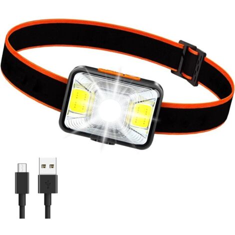 Lampe Frontale Rechargeable USB, Torche Frontale 1800mAh 1800 Lux Super Lumineuse avec 5 Modes d'éclairage Lampe Frontale COB Etanche IPX5 pour la Pêche/le Camping/le Cyclisme/la Chasse/la Randonnée [