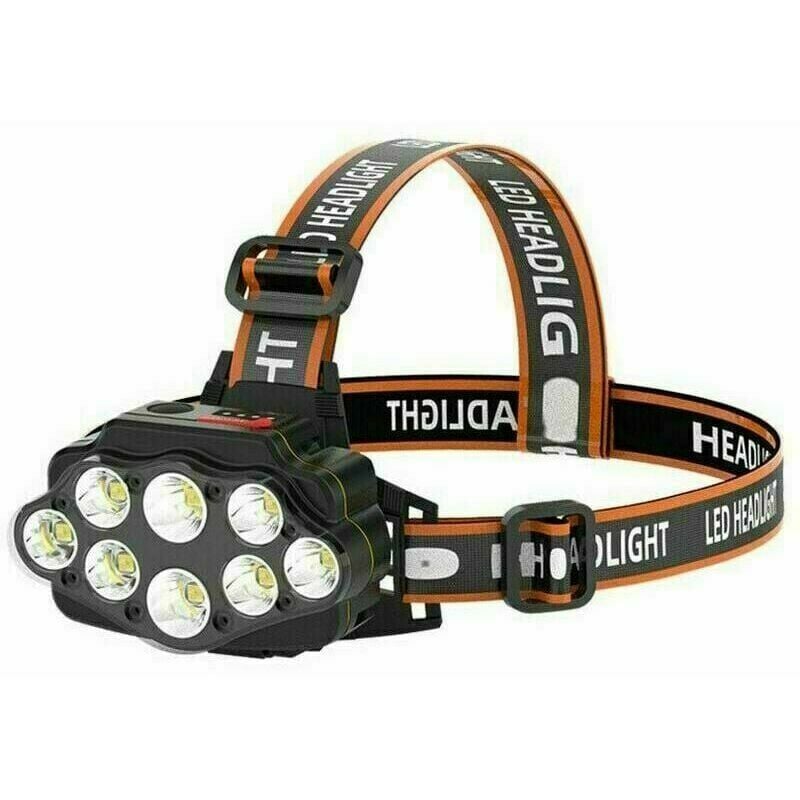 Ensoleille - Lampe Frontale Super Brillante à 8 led Lampe Frontale usb avec 2x Piles Imperméable pour le Camping, la Pêche, la Cave, le Jogging et la