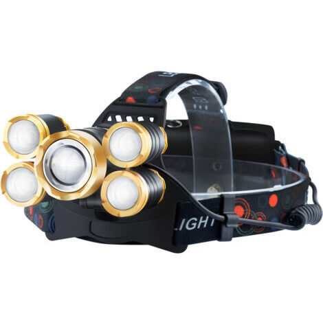 Lampe frontale T6 haute performance ultra-puissante, lampe de pêche nocturne étanche à induction, 5 lampes portables