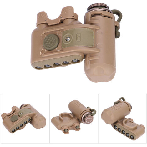 Lampe frontale tactique militaire pour casque, lumière de survie et signalisation sur le terrain (Beige)