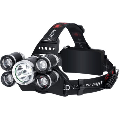 Lampe frontale Zoomable  4 modes, USB rechargeable, lampe frontale étanche, angles réglables pour camping, course