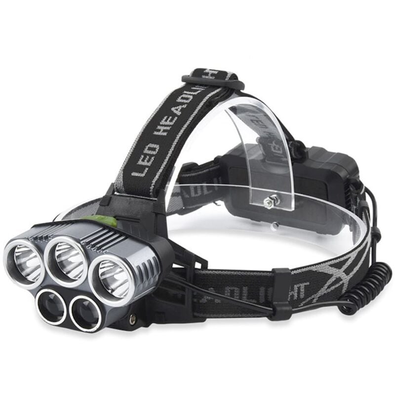 Lampe frontale,Lampe frontale rechargeable usb super lumineuse,2000 lumens 5 led 6 modes avec flash rouge LED,Lampe frontale étanche pour le camping,