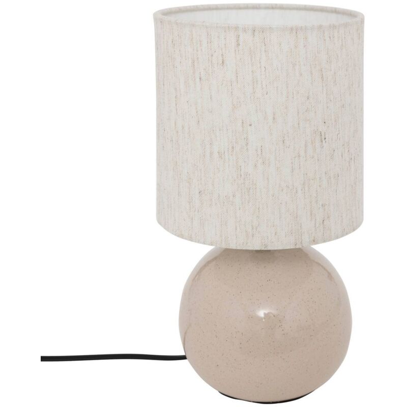 Lampe à poser en céramique Blanc lin et abat-jour coton H 28 cm - Atmosphera