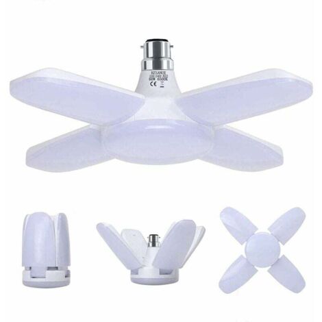 Lampe Garage B22 60W,Lampe Atelier Blanc Froid 6500K 6800Lm,Déformable avec 4 Panneaux Ajustables, Éclairage Plafond LED, pou