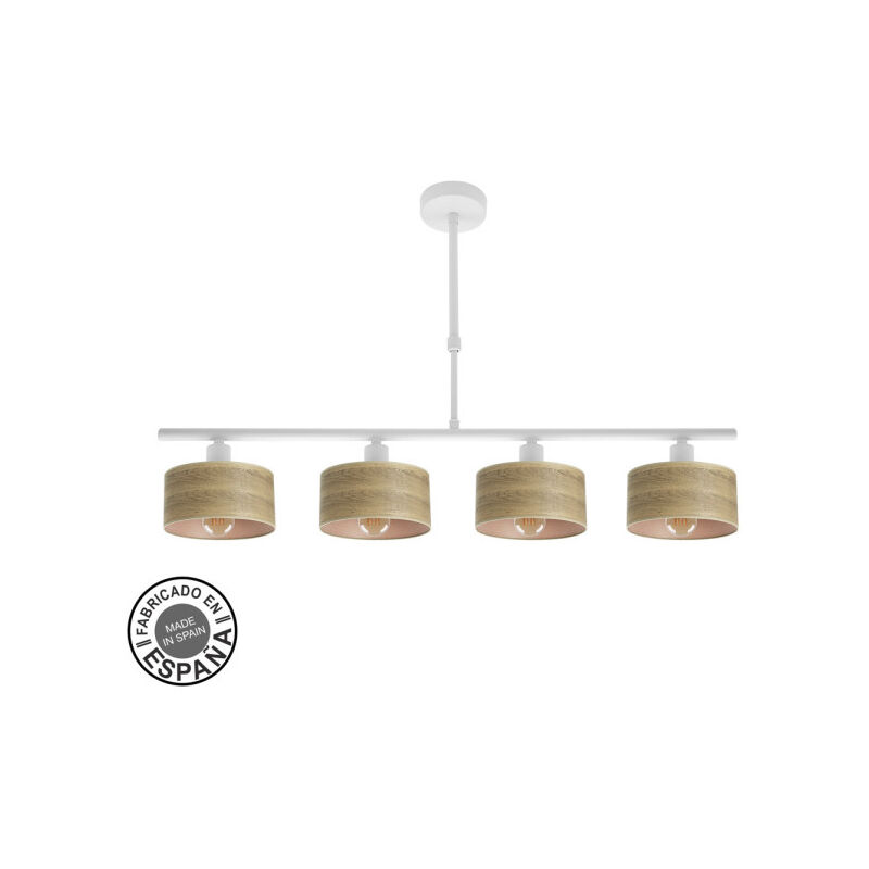Fabrilamp - lampe gilda 4xe14 blanc/bois clair regx76x14 cm