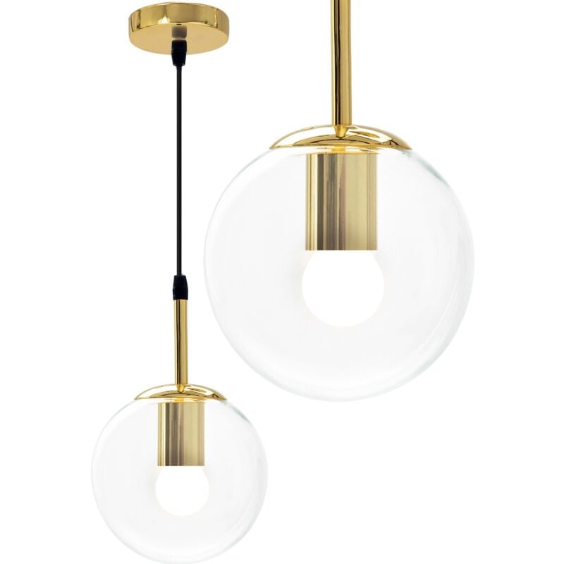 Lampe suspendue APP686-1CP verre boule or longeur reglable 27-117 cm 1-POINTS de lumière E27