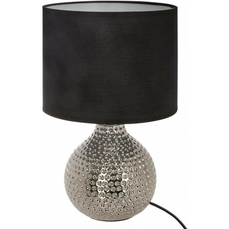 Lampe à poser design martelé Angie - Diam 24 x 38 - Argent