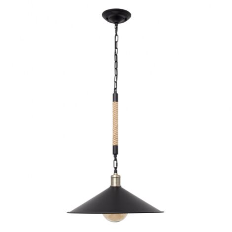 Lampe Grand Pendentif. Corde 1xe27 Black Hemp Rope Regx45d FABRILAMP.