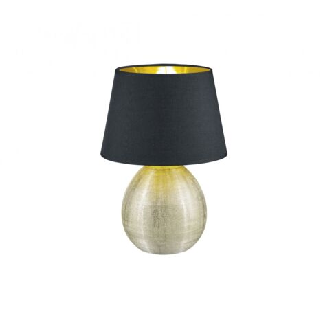 Lampe Groß Gold Keramiksockel Schwarz Luxor Lampenschirm Ø24 cm Trio Lighting