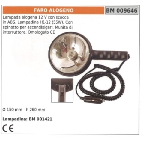 Lampe halogène 55W 12V avec boîtier en ABS - prise allume-cigare et interrupteur