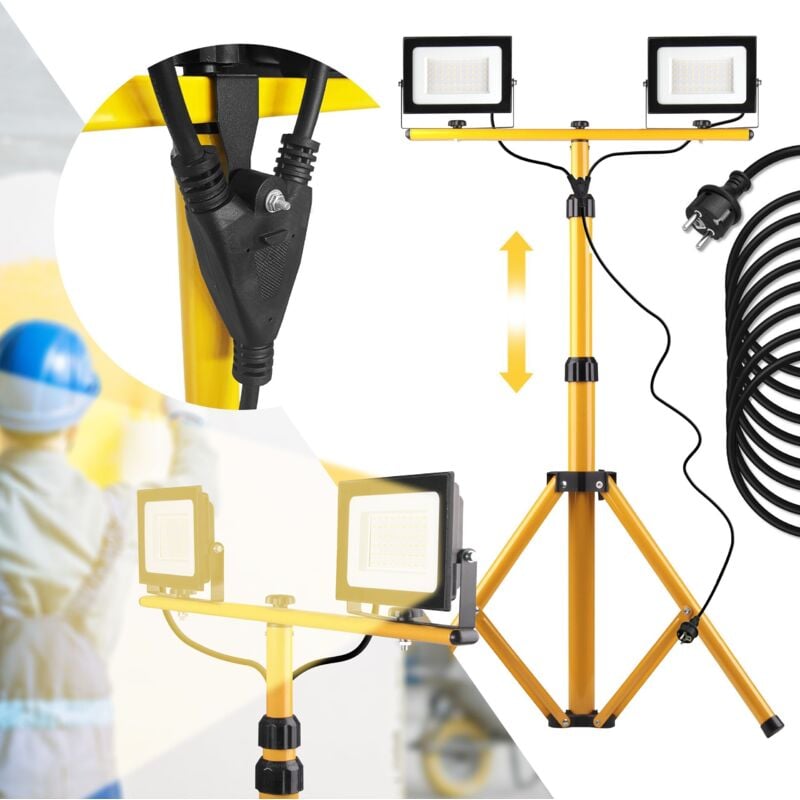 Lampe halogène de chantier à led sur trépied Toolight RSL002-30N 30W yellow