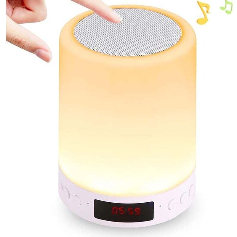 Lampe Haut-Parleur Bluetooth, Son de la Lampe de Chevet Tactile Avec Affichage de L'heure par LED, Audio Bluetooth de Bureau Avec 3 Modes de