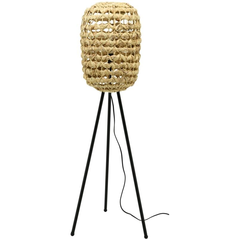 Lampe haute en jacinthe naturelle et métal