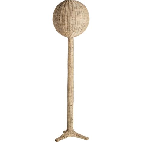Lampe haute en rotin style boho finition naturelle brun clair - Brun clair naturel rotin