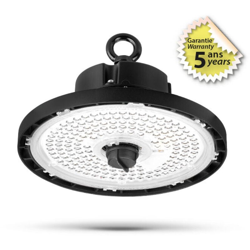 Lampe High Bay led 150W - 28300lm - 4000K - IP65 - Ø266mm - Noir - Garantie 5 ans