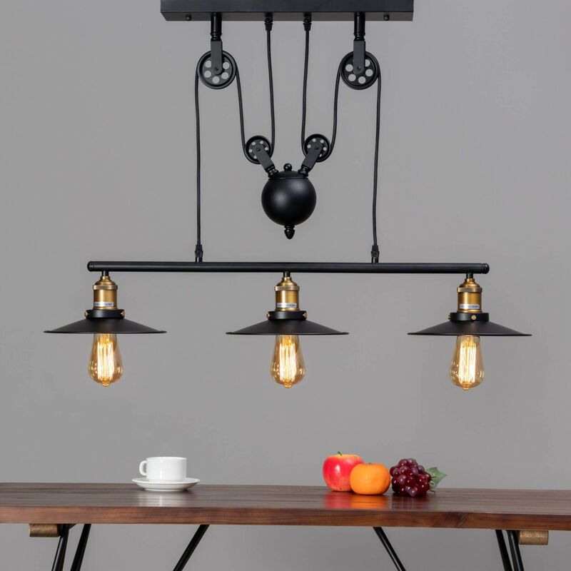 Lampe industrielle suspension - Triple Piattino - Noir