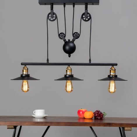 main image of "Lampe industrielle suspension - Triple Piattino - Noir"