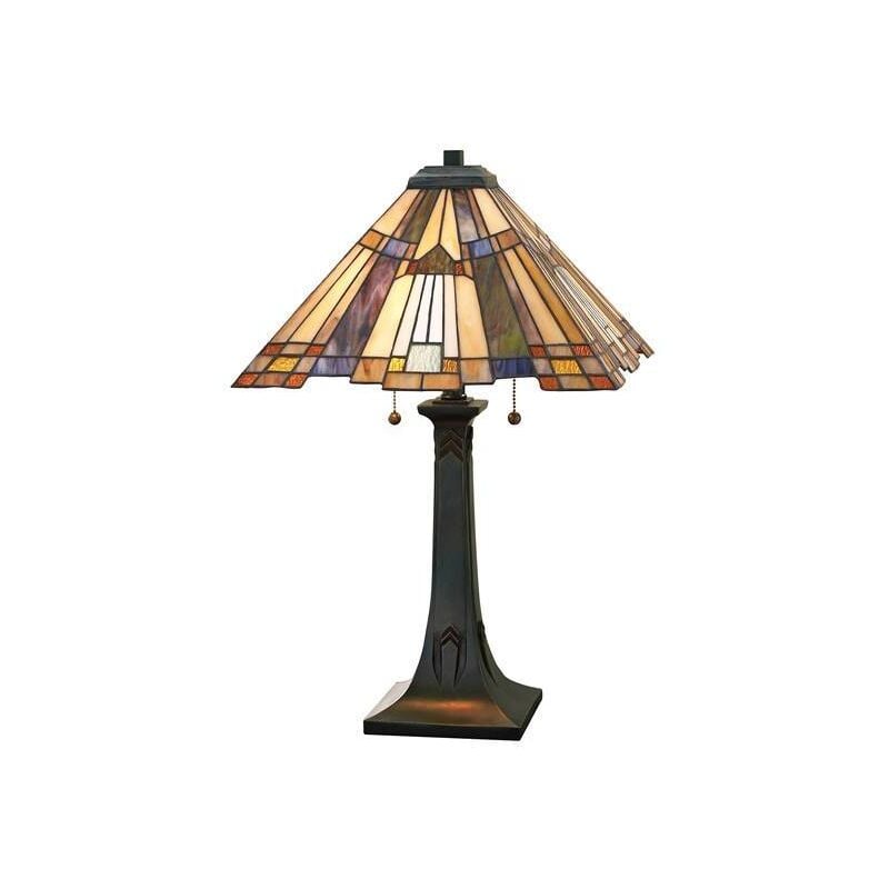 Elstead - Inglenook - Lampe de table Tiffany à 2 lumières, bronze, E27
