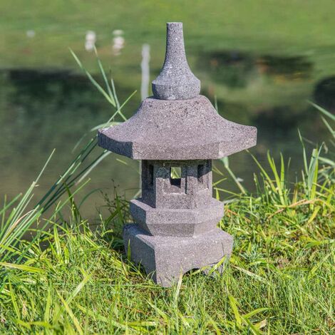 Lampe japonaise toro jardin zen en pierre de lave 50cm - Gris