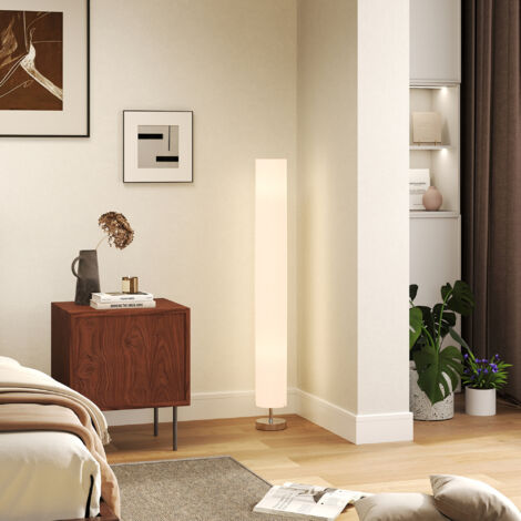 Lampe lampadaire colonne sur pied moderne lumière tamisée 40 W 14L x 14l x 120H cm inox blanc