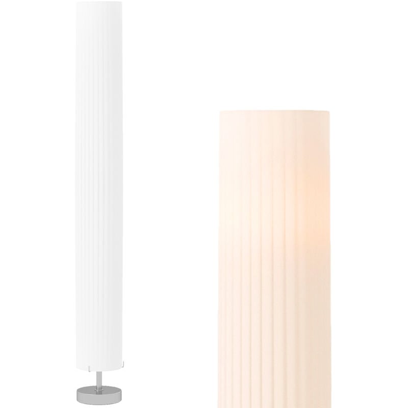 Lampadaire colonne sur pied design H.120 cm acier inox tissu blanc