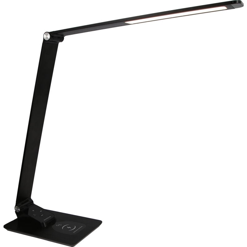 JVD - Lampe de bureau Beacon en aluminium avec chargeur à induction et prise USB - Matériel professionnel