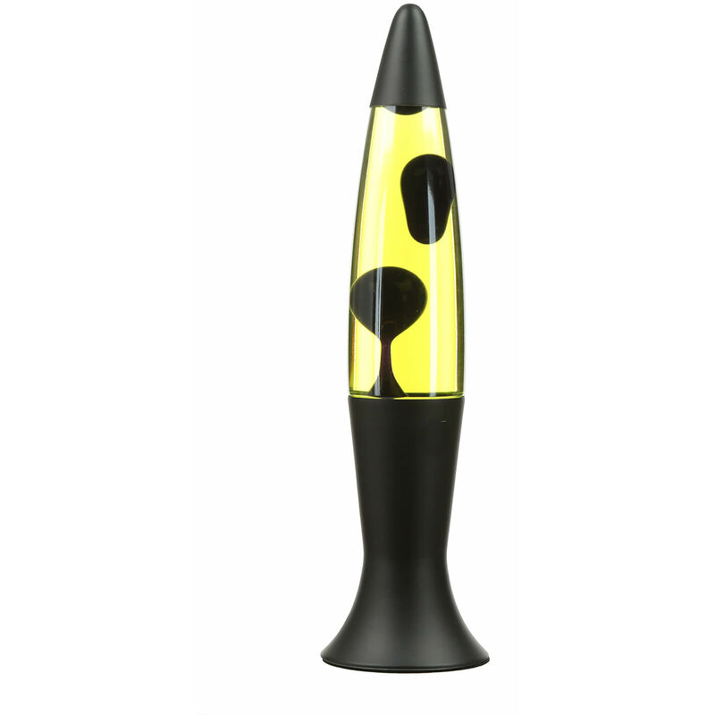 Licht-erlebnisse - Lampe à lave noir jaune mat 40 cm de haut lampe de table rétro roxy Licht-erlebnisse - Lampe à lave noir jaune mat 40 cm de haut lampe de table rétro roxy