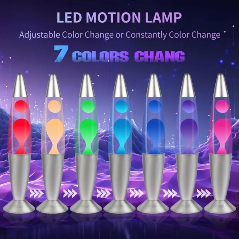 Lampe Lave LED Multicolore à Mouvement liquide de Cire - Lampe Magma, Lampe Lave Fusée - Verre Robuste