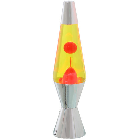 Lampe Lave Métal Liquide Paillettes Rose/Jaune +Ampoule Re°9X37 Cm Noir Câble : 150 Cm