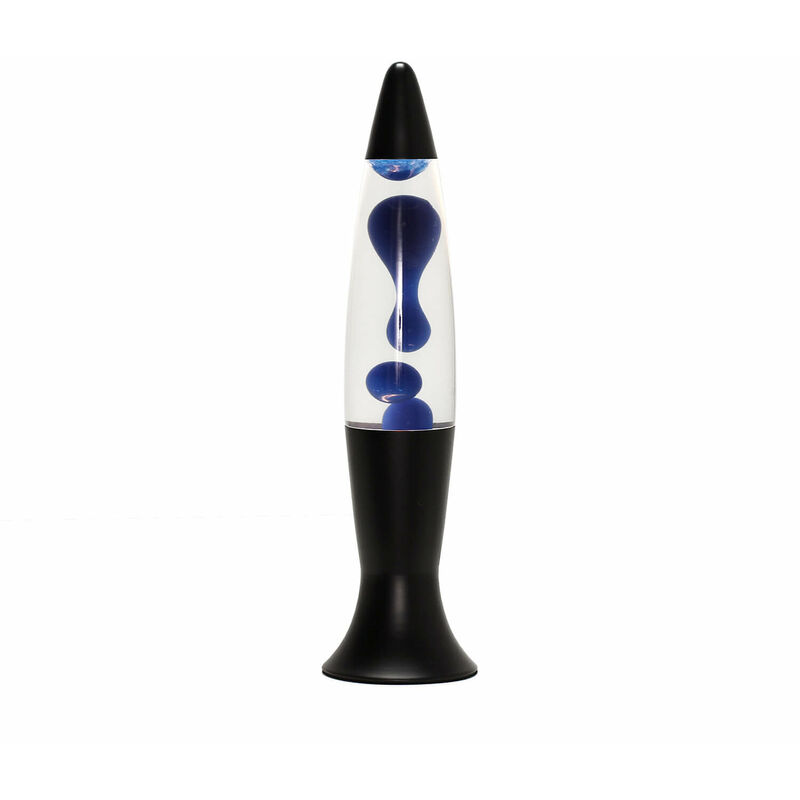 Licht-erlebnisse - Lampe à lave Roxy au design vintage noir avec liquide clair et cire bleue H:40 cm G9