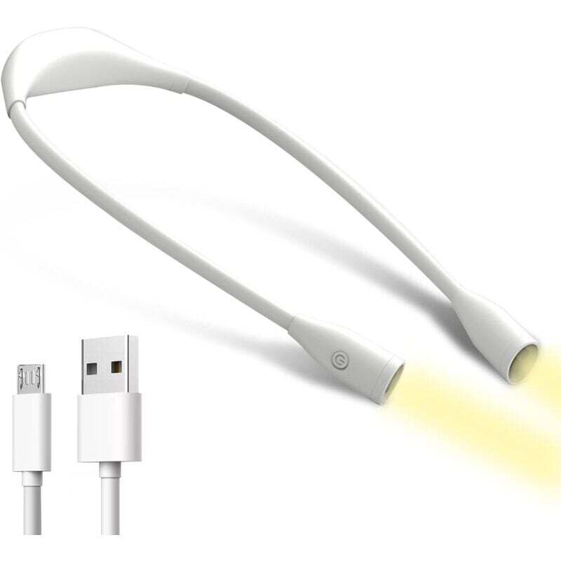 RHG Lampe Lecture de Cou LED Rechargeable – 3 Températures de Couleur, Flexible – Pour Lecture, Tricot, Camping, Câble USB