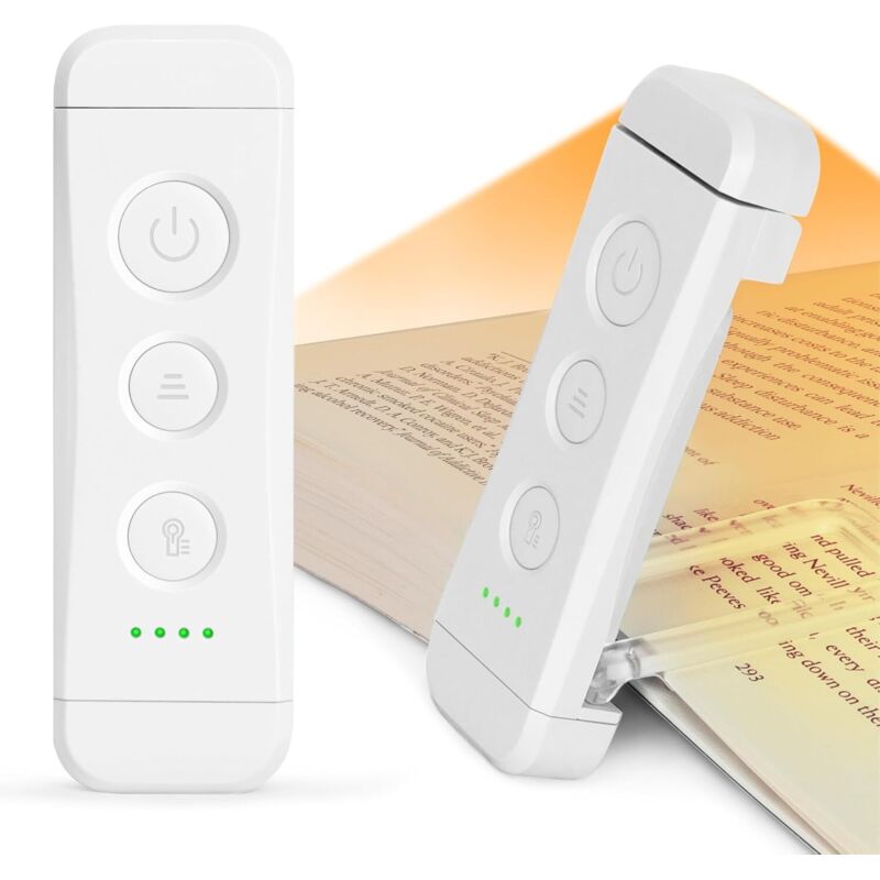 Lampe lecture rechargeable clip lit, 3 couleurs chaudes x5 niveaux, compacte durable