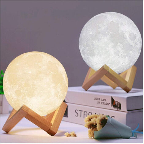 Lampe Led 3d En Forme De Lune, Usb, Réglable, Rechargeable